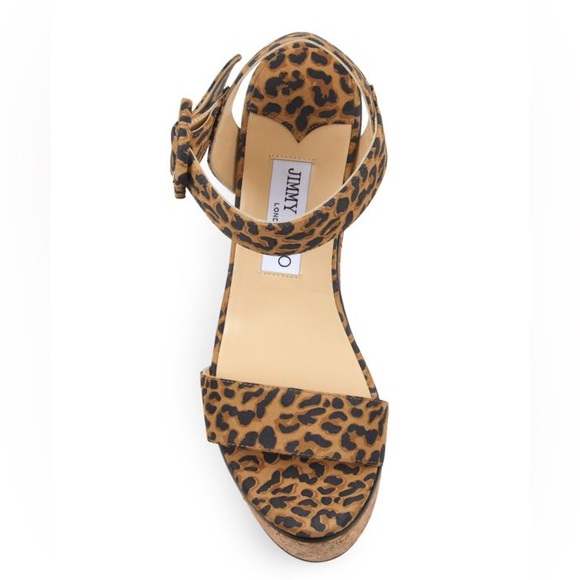 NEW!JIMMY CHOO Size 7.5 (EU 38)
Abigail Leopard-Print Leather Cork Wedge Sandals - Picture 3 of 8